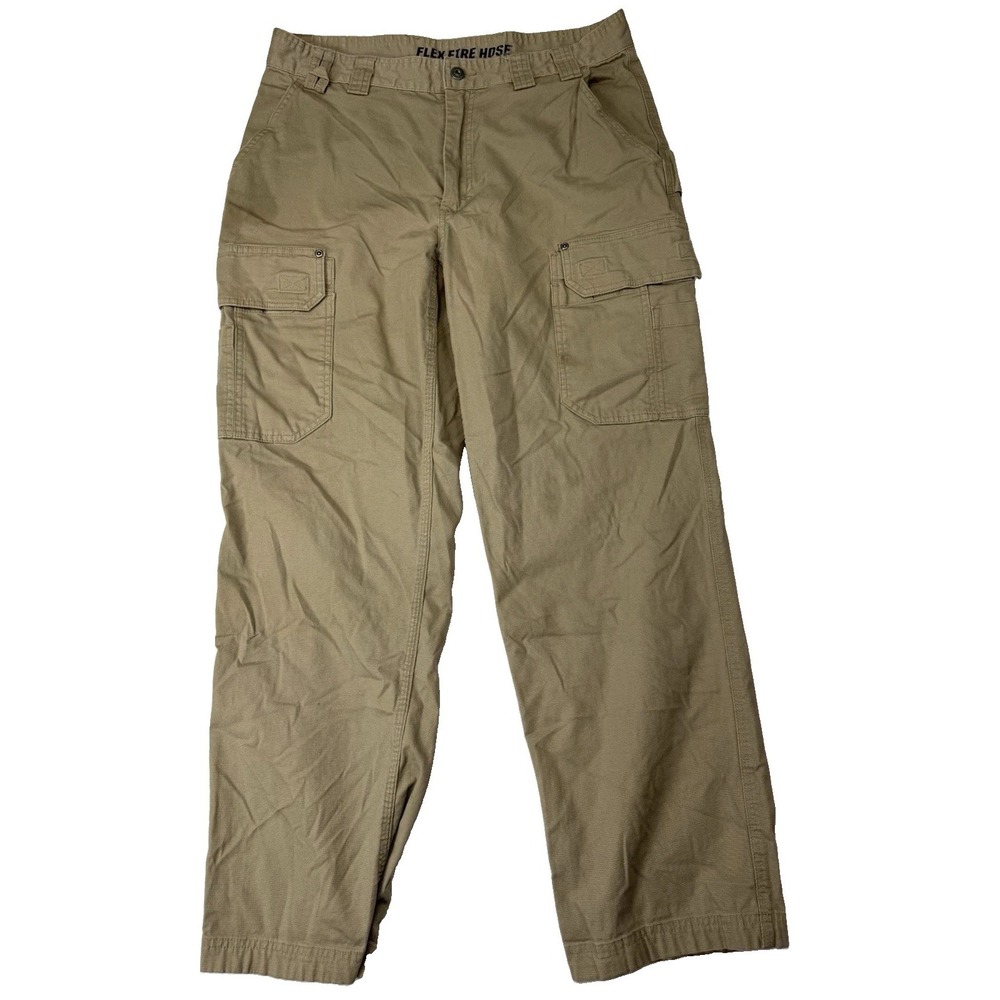 Duluth Trading Pants Mens 36x31 Khaki Tan Work Co Flex Fire Hose Cargo Carpenter